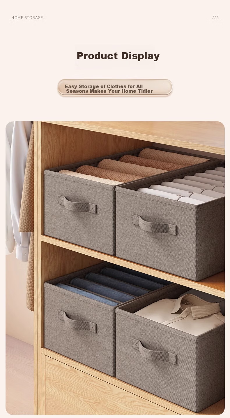 Jiaodu Clothes and Pants Storage Box with Compartments, Household Denim Layered Organizer, Underwear Storage Container, Storage Organizer Box 2