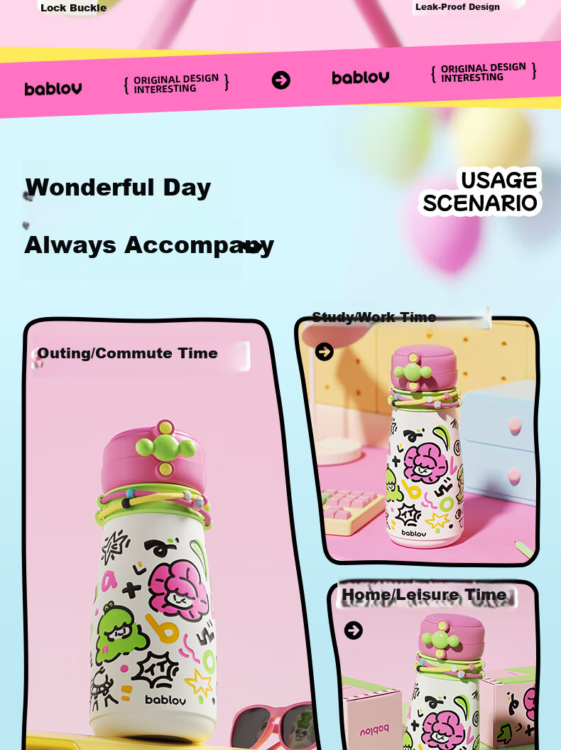 BABLOV Insulated Water Bottle for Kids 2025 New High-Value Large Capacity Cold Cup Student Gift Straw Water Bottle 14