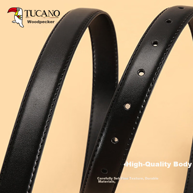 TUCANO Women's Leather Belt Denim Waist Belt Smooth Buckle Plate Buckle Pin Belt Birthday Gift for Girlfriend
