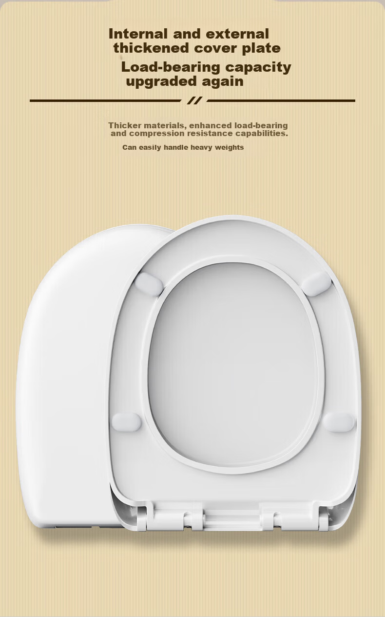 BSITN Slow-Closing Thickened U-Shaped Toilet Seat Cover Universal Old-Style Cushion Ring Accessory Quick-Release Home Use B1111 4