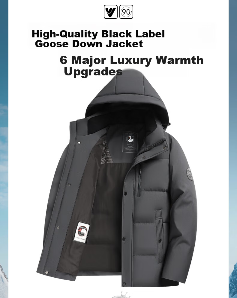 Yalu [90% Goose Down] Men's Short Down Jacket with Detachable Hood Thickened Warm Casual Business Autumn Winter Coat 2