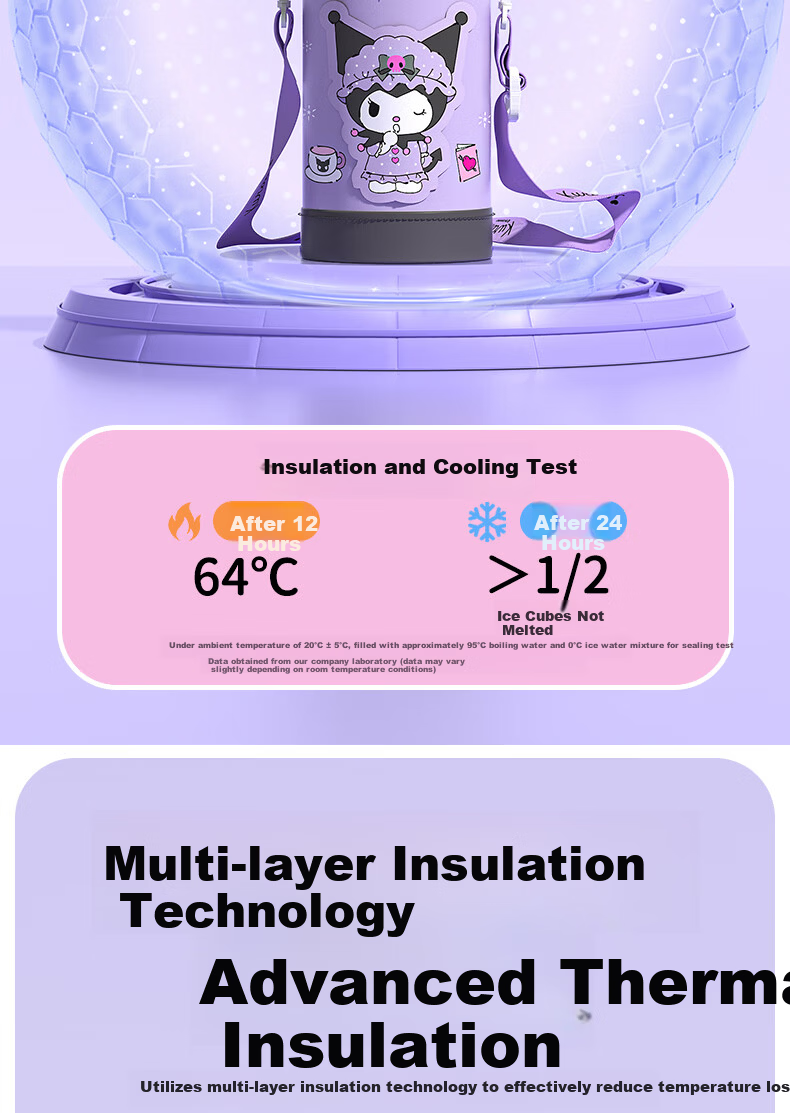 Milun Bear Kids Insulated Bottle 316 Food Grade Children's School Water Bottle Dual Lid with Straw Direct Drinking with Cup Sleeve 7