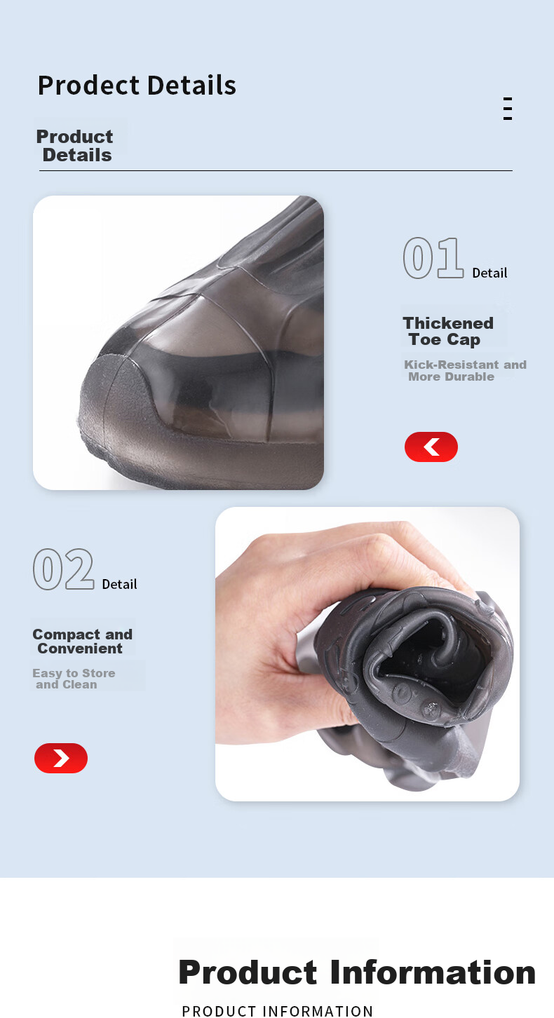 Lelandi Waterproof Rain Shoe Covers Thickened Wear-Resistant Non-Slip Rain Boots for Men and Women Size 38/39 L1151 4