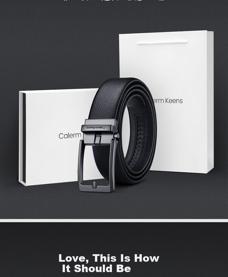 Calermkeens Patented Automatic Buckle Men's Leather Belt Business Casual High-Grade Cowhide Waist Belt Father's Day Gift 14