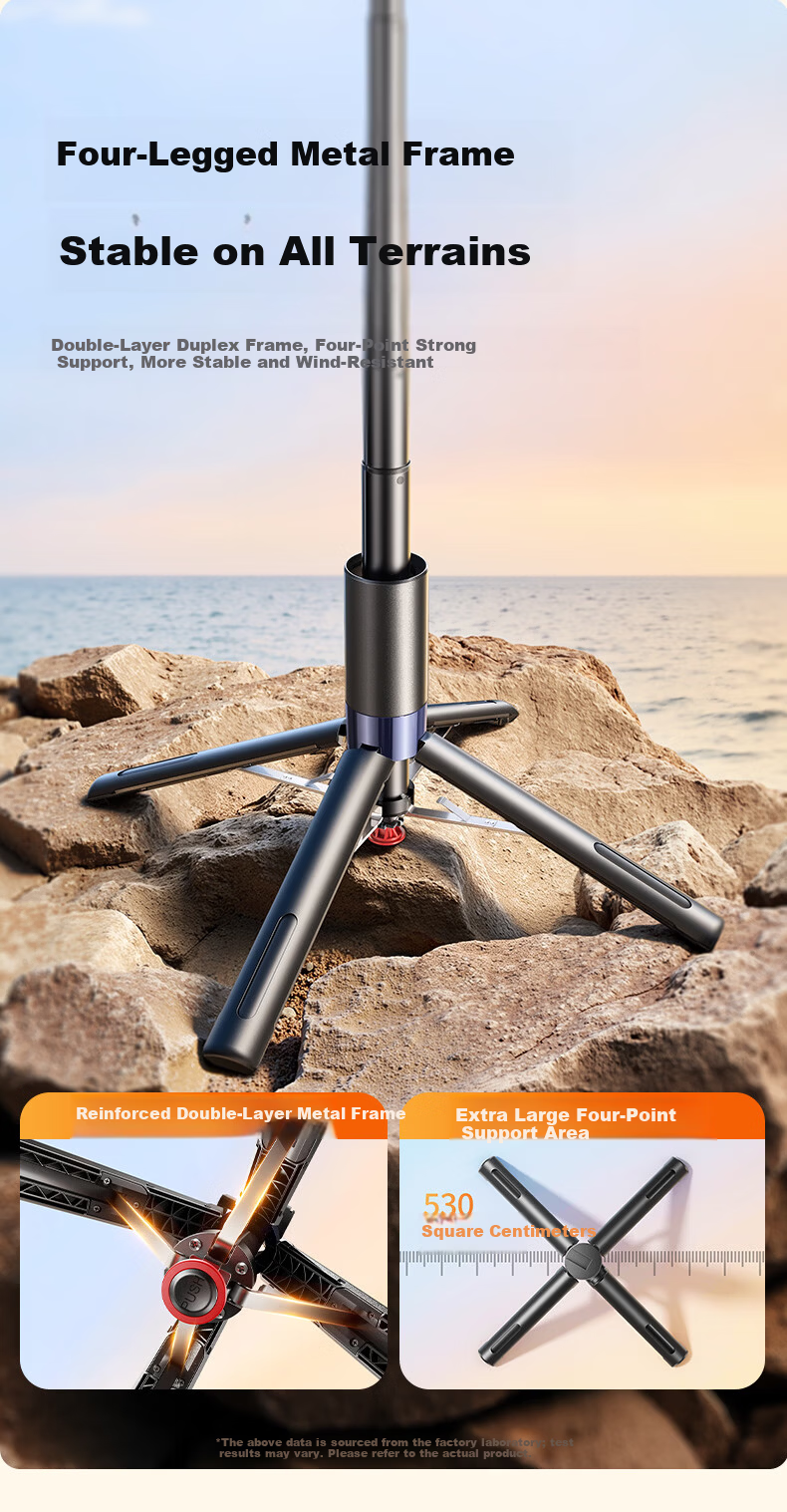 Shuotuo [Hot Sale 500K+ Units] Mobile Phone Selfie Stick Tripod Travel Compact Portable Mini Phone Holder Floor-Standing Hidden Integrated Travel Selfie Tool 7
