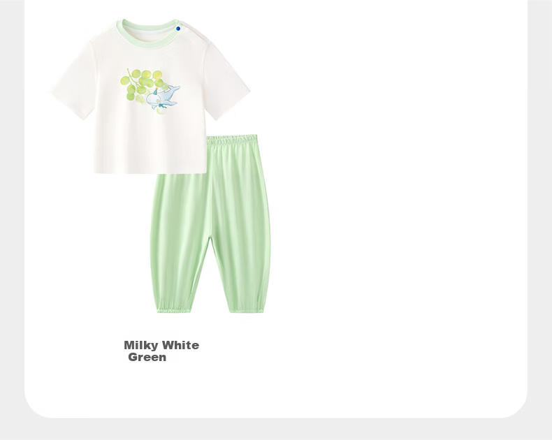 Babycare Children's Natural Cool Short Sleeve and Long Pants Summer Baby Homewear Set Thin Mesh Pink 90 8