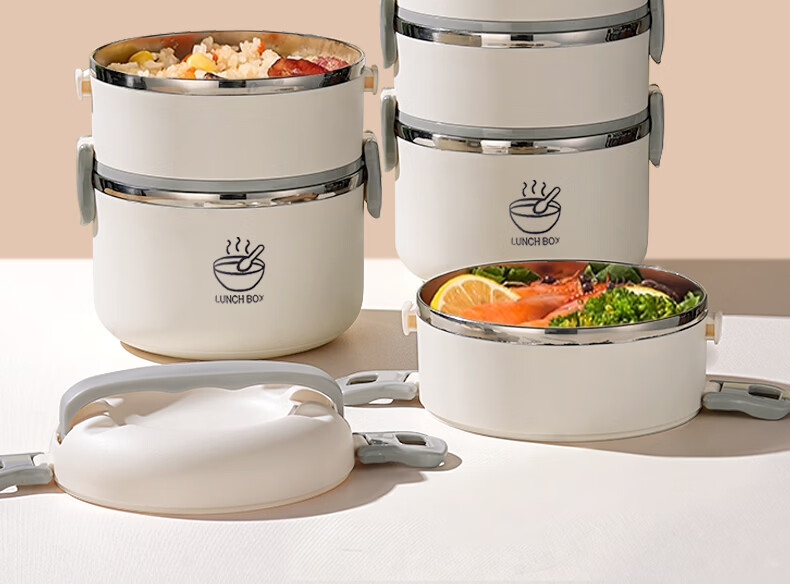 Ymer Multi-Layer Insulated Lunch Box Microwaveable Large Capacity Stainless Steel Double-Layer Bento Box for Office Workers 4
