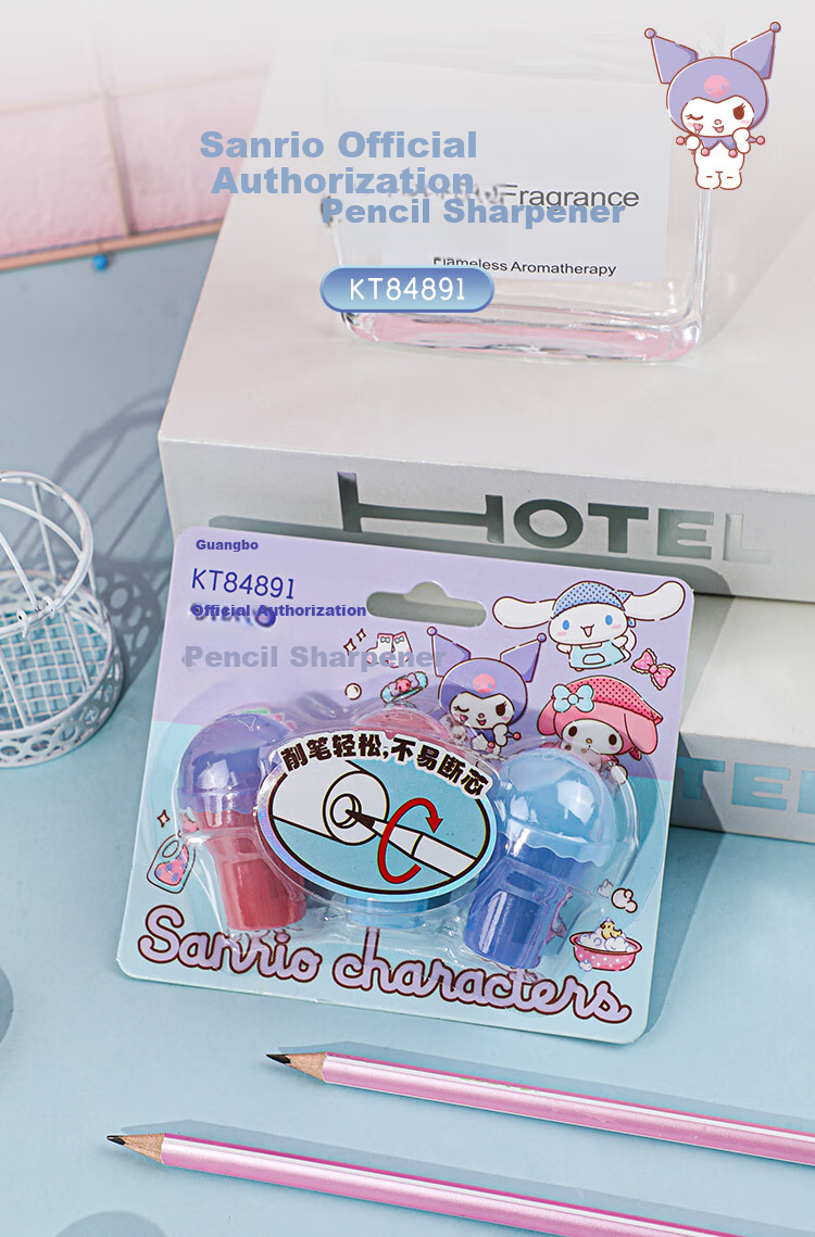 Guangbo & Sanrio Pencil Sharpener Manual Mini Sharpener for Elementary School Girls Small Pencil Cutter Kindergarten 3-Pack KT84891 1