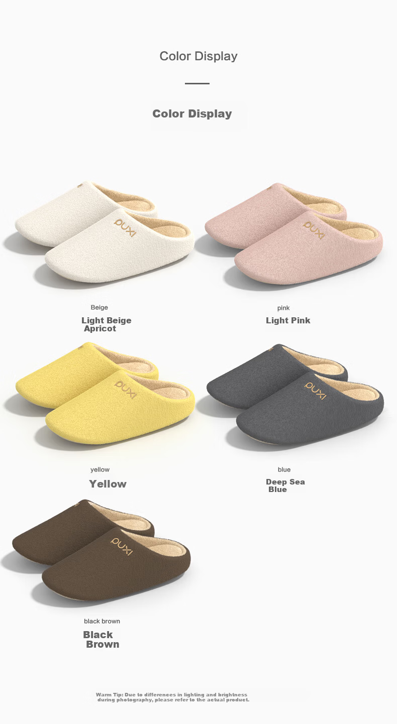 Poxi Autumn And Winter Indoor Quiet Simple Closed-Toe Slippers for Women, Home Floor Indoor Silent Cotton Fabric, Light Pink, Size 36-37 5