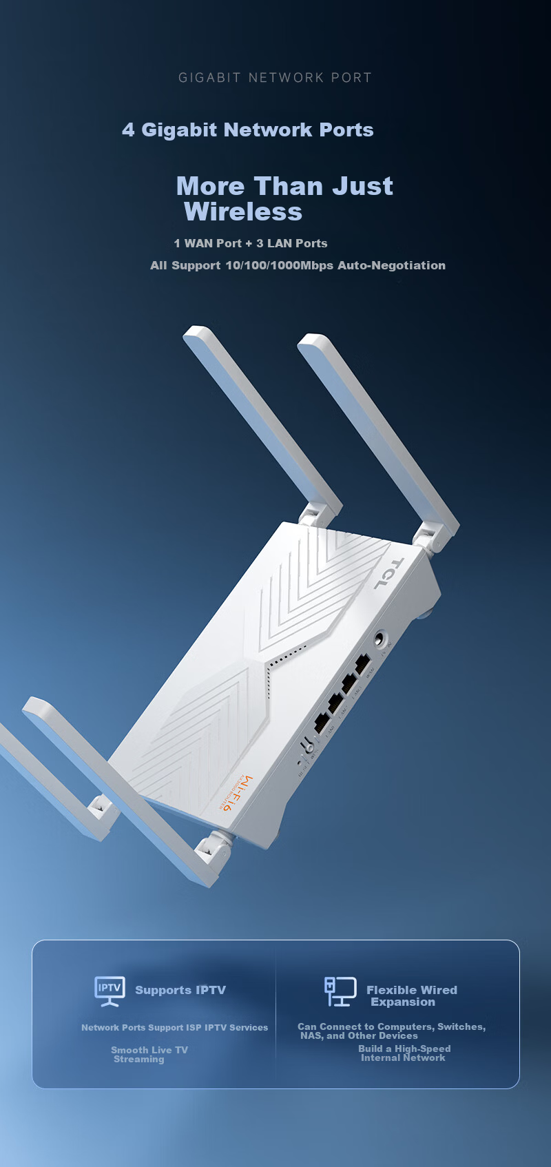 TCL AX3000 Gigabit Wireless WiFi6 Home Router HiSilicon Chip 5G Dual-Band Wall-Penetrating Whole-Home Network Coverage Performance Flagship Multi-Signal Enhancement Amplification 7