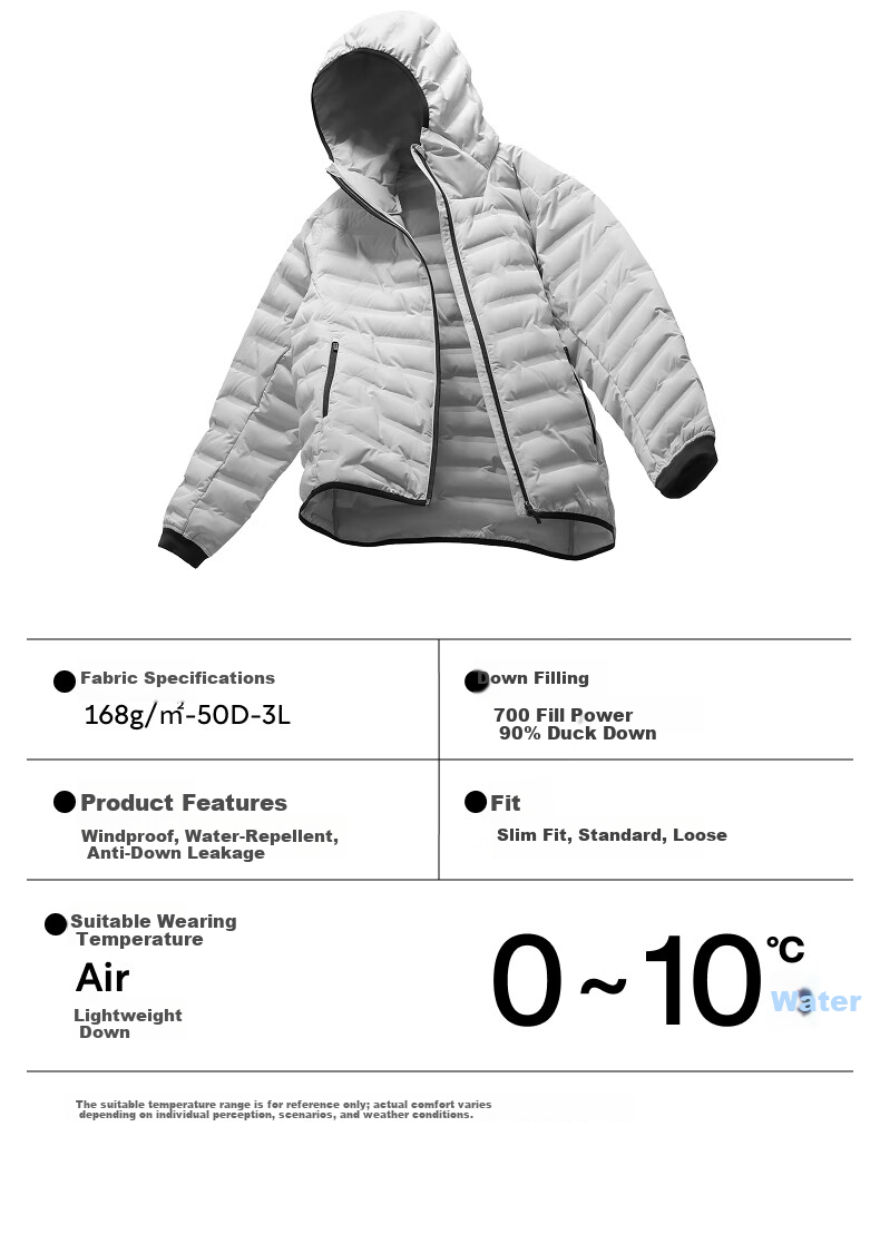 Jiao Nei Hydrogen 502Air Men's Twill Bonded Hooded Lightweight Down Jacket Commuter Warm Windproof Winter Coat 3