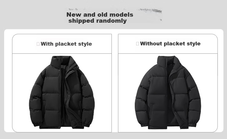JEANSWEST LIFE Men's Fleece-Lined Stand Collar Cotton Jacket Winter Windproof Cold-Resistant Puffer Coat Loose Warm Student Campus Cotton-Padded Jacket 1