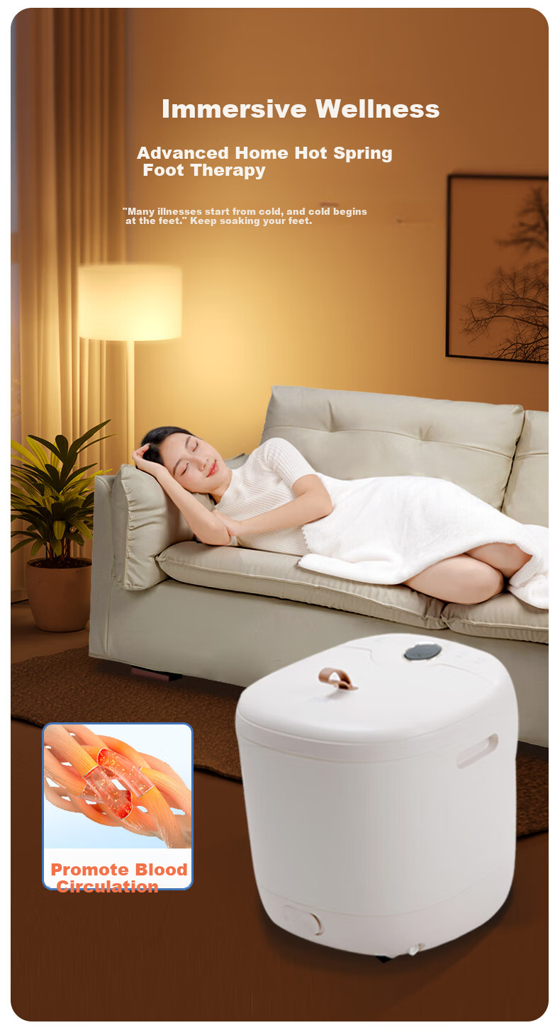 MIAOJIE Z7 Foot Soaking Tub with Moxa Heat Pad, Fully Automatic Constant Temperature Heating, Electric Massage Foot Bath, Smart UV Sterilization, Calf Washing Tub for Men and Women, Gold 9