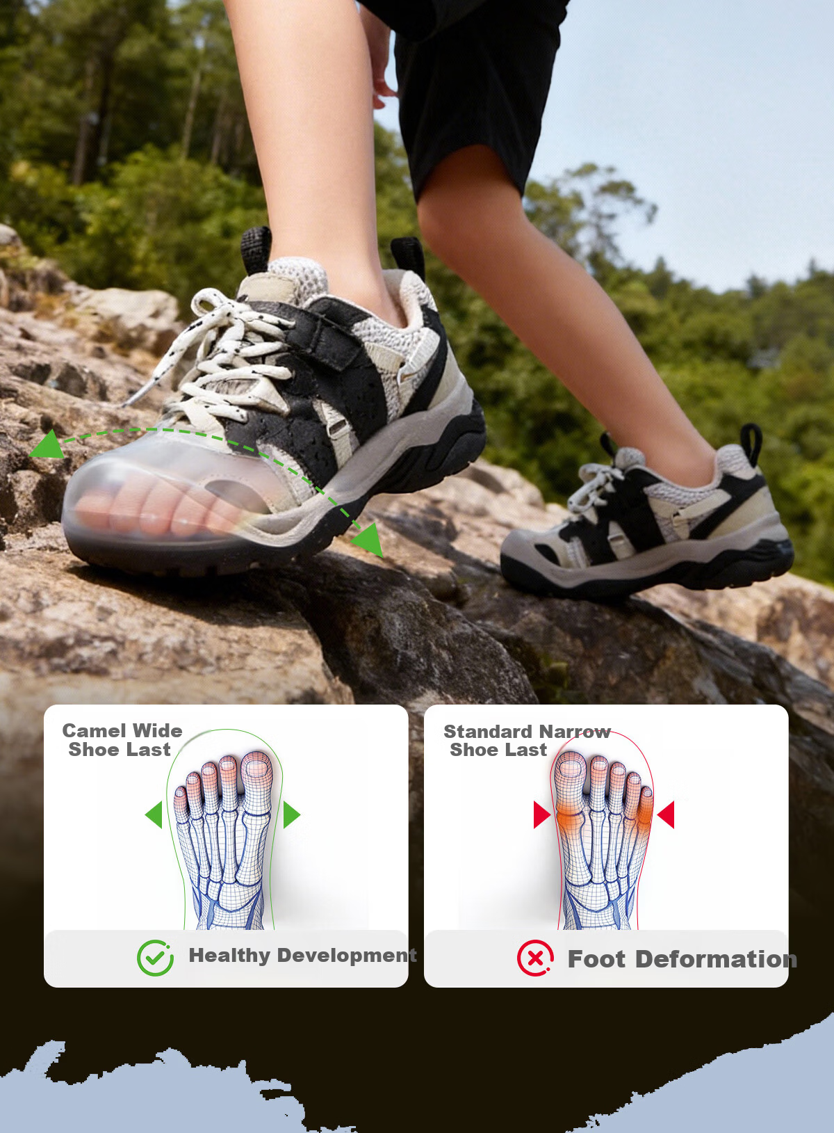 Camel Kids Outdoor Casual Shoes Spring Summer Mesh Breathable Non-slip Hiking Shoes Fashion Colorblock for Older Children 14
