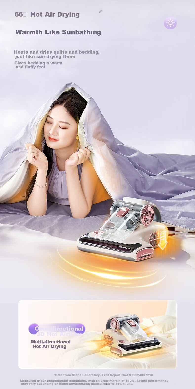 Midea Little Lightning Mite Removal Device [Mother and Baby Grade] BC8pro Bed Treasure Pet Hair Vacuum Cleaner Home High-Temperature Sterilization 3-in-1 Powerful Suction Vacuum and Mite Removal Machi 9