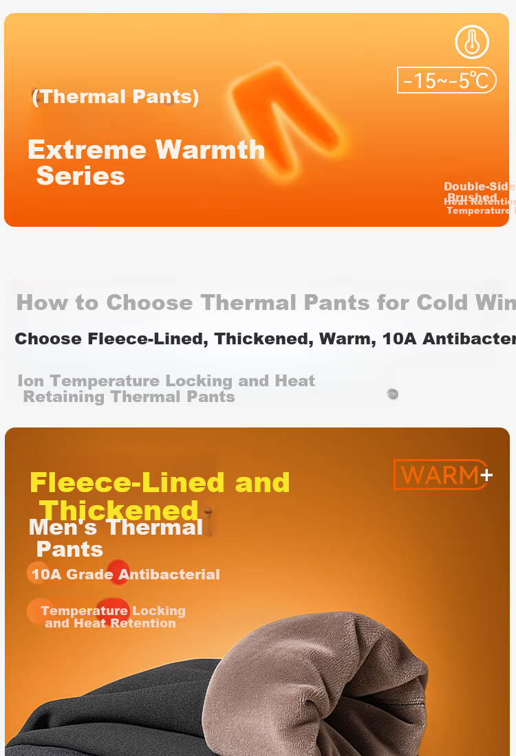 Urban Beauty Men's Thermal Underwear Fleece Lined Thickened Warm Pants Cold Resistant Spring Base Layer Trousers 1
