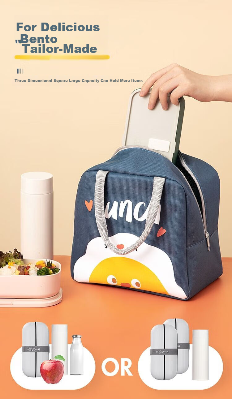 BWNK Insulated Lunch Box Bag, Handheld Bento Meal Carrier, New Thickened Aluminum Foil, Small Size Upgraded Version, Blue Insulated Model 5