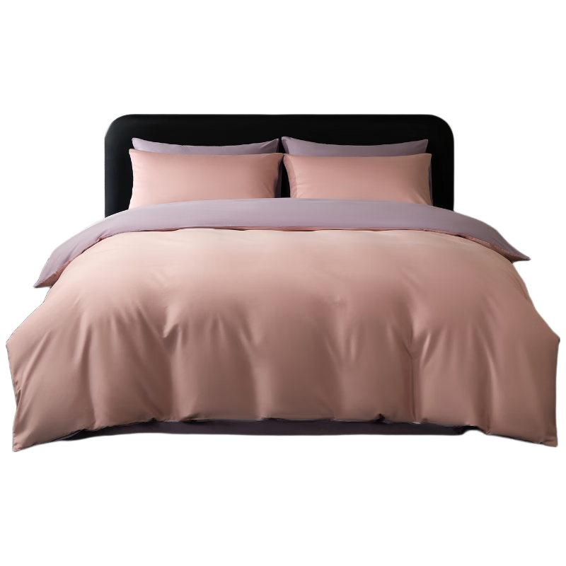 Jiting 60s Luxury Cotton Satin Bedding Set 4-Piece Pure Cotton Sheet and Duvet Cover Set, Windborne Purple, 1.8/2.0m Bed Sheet Style