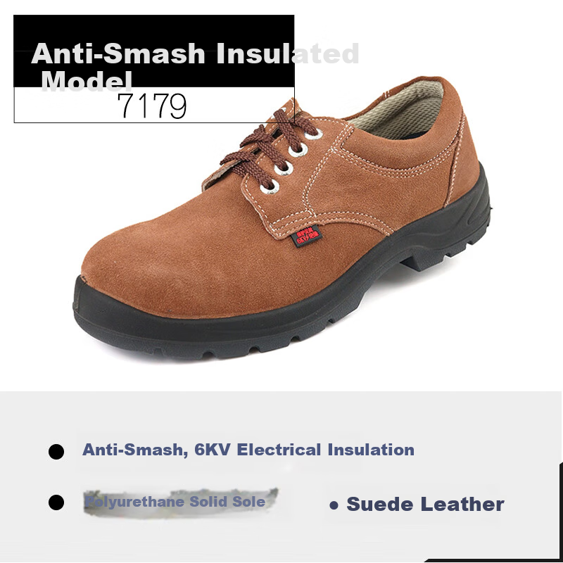 DUNWANG 7179 Men's Labor Protection Shoes Electric Welder Steel Toe Anti-Smash Comfortable Wear-Resistant Electrician 6KV Insulated Safety Work Shoes [Anti-Smash + Insulated] Model 7179 Size 41