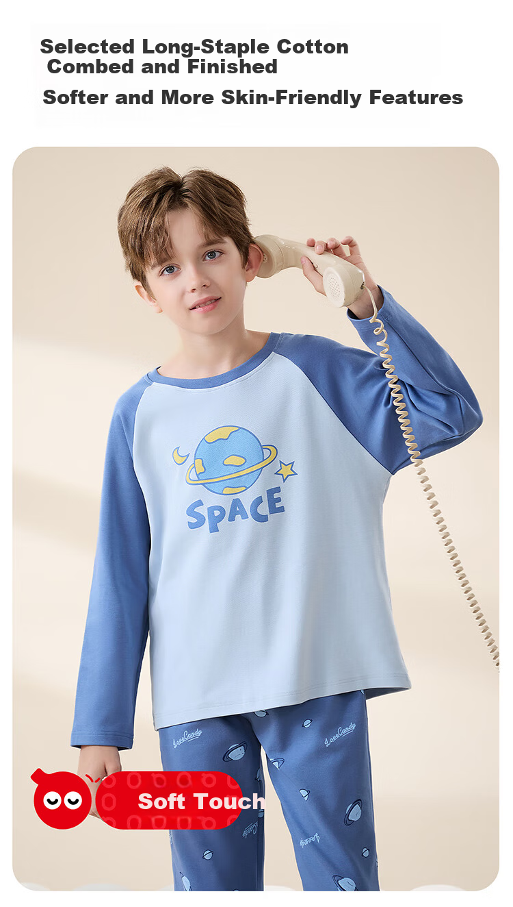 Hodo Kids 2025 New Boys' Pajamas Spring Summer Cotton Children's Homewear Pure Cotton Big Boys Set 4