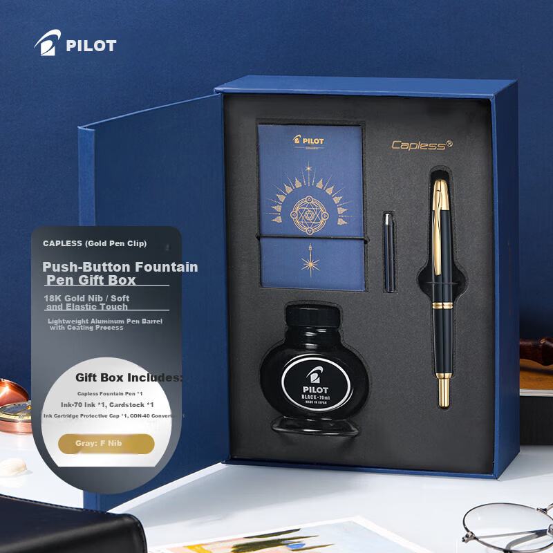 PILOT CAPLESS Retractable Fountain Pen (Gold Clip) Luxury FC1500RGFGY-I70BZK-ZH F Nib Gray (With Ink/Case)