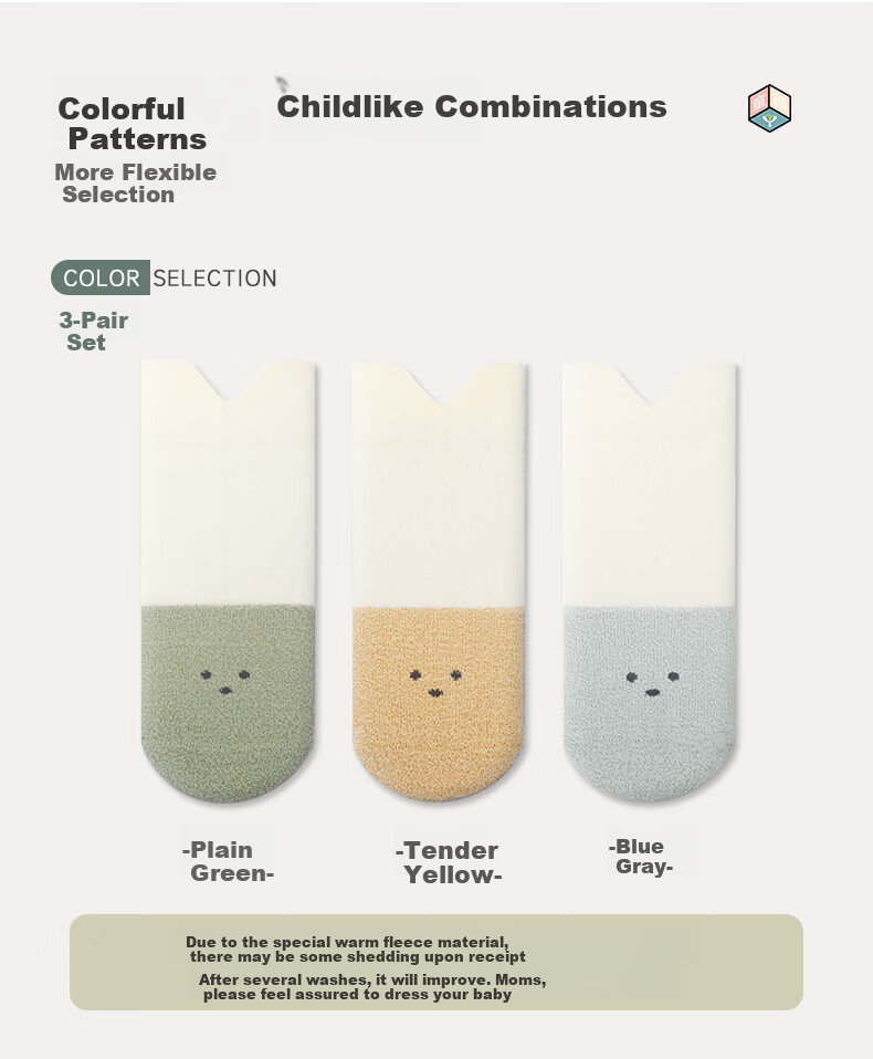 Baby Face Infant Socks Spring and Autumn Newborn Baby Mid-Calf Cotton Socks Children's Socks Autumn and Winter Foot Covers 3 Pairs Pack 2