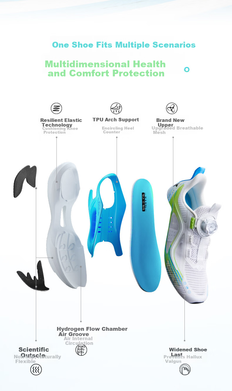 XTEP Youth Hydrogen Wind 9.0 Boys' Dial Running Shoes Sports Shoes Classic White/Super Green/Sea Blue Size 40 4