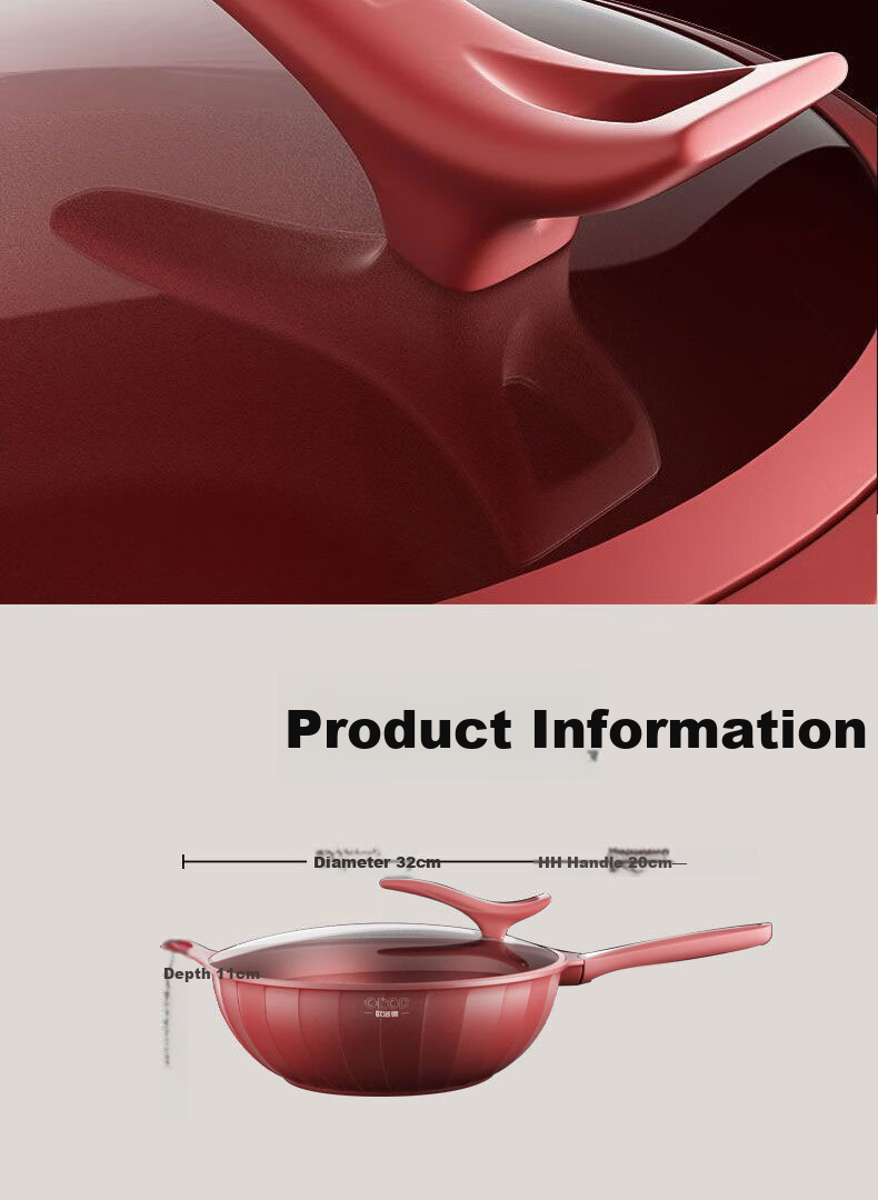 Oluode Purple Clay Non-Stick Health Titanium Alloy Frying Pan Stir-Fry Pan Household Flat Bottom Pan Compatible with Gas Stove and Induction Cooker 15
