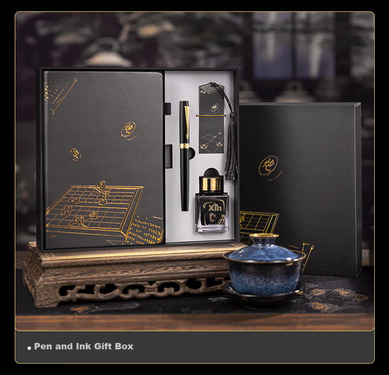 HERO Fountain Pen Gift Box 7077 Black Fine Nib Chess Black Student Stylish Birthday Ink Pen F Nib 10