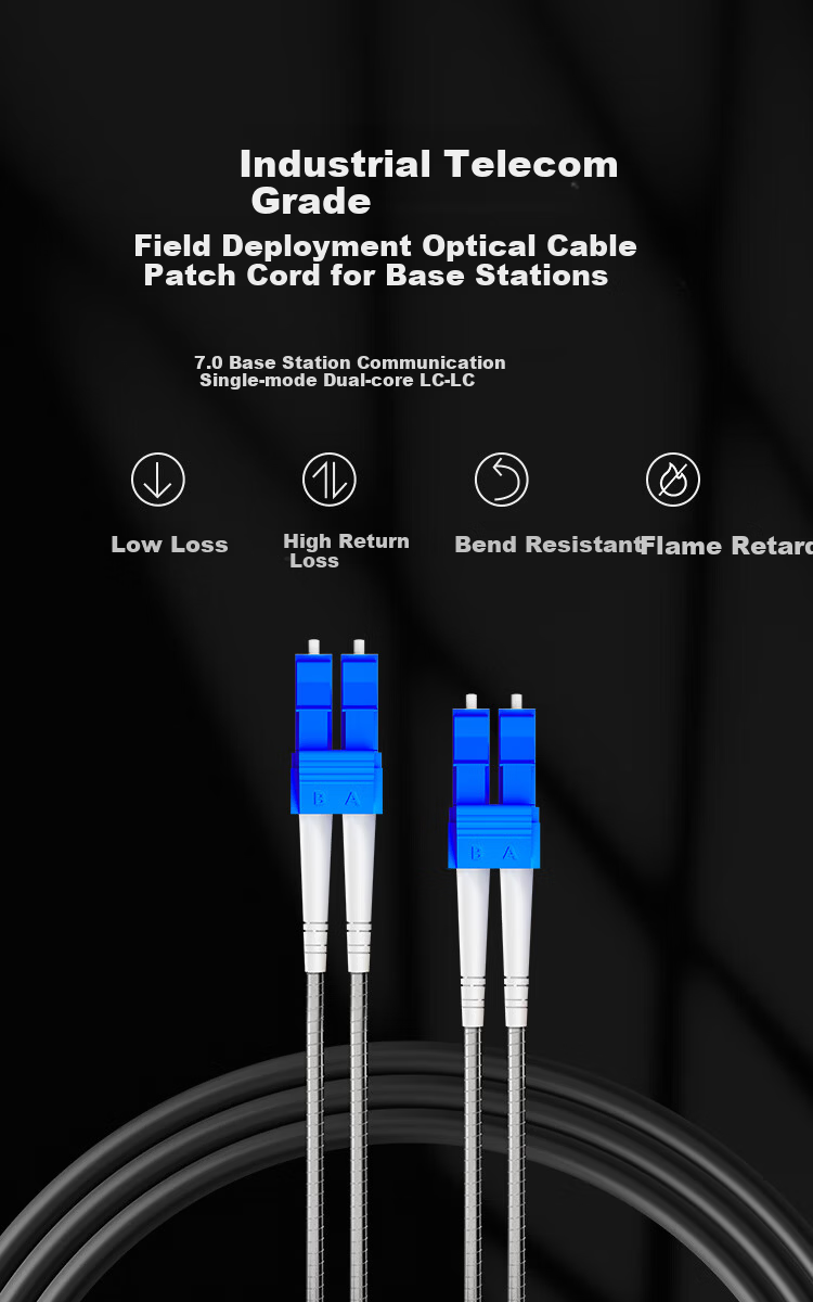 BYNET Telecom Grade Outdoor Field Fiber Optic Patch Cable LC-LC Single Mode Duplex 7.0 Base Station Communication Long Distance Outdoor Fiber Optic Cable 15m 1