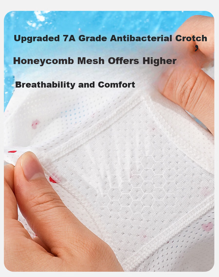 Mianqixiong Girls' Underwear, Ice Silk Mesh Breathable Children's Boxer Briefs, No Wedgie, M030-4 Pack-XL 8