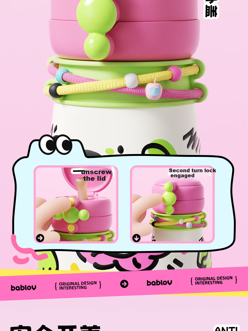 BABLOV Insulated Water Bottle for Kids 2025 New High-Value Large Capacity Cold Cup Student Gift Straw Water Bottle 6