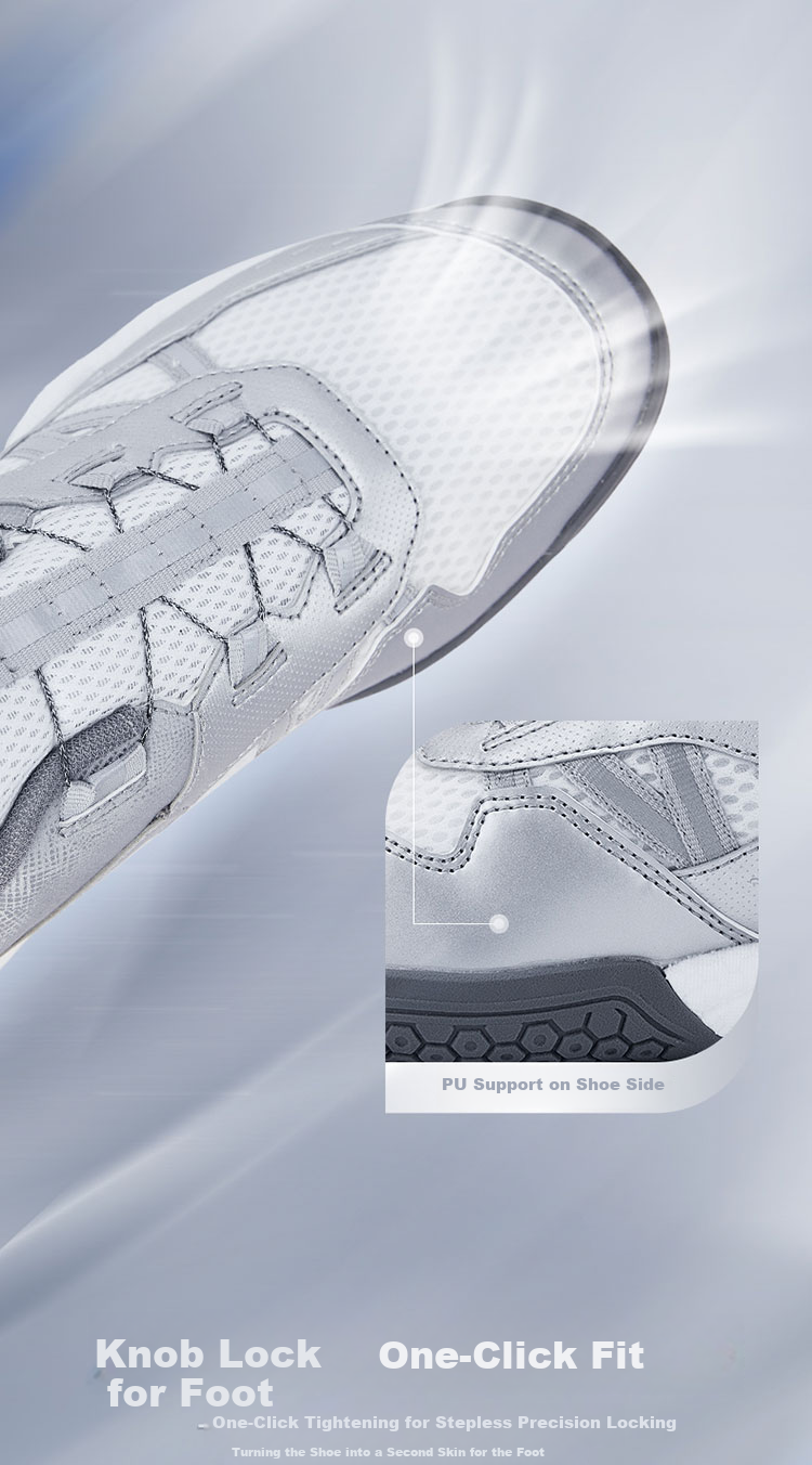 KUMPOO Badminton Shoes, Yinren D68, Unisex, Shock-Absorbing, Non-Slip, Breathable, Xunfeng Button Sneakers, Silver, Size 40 4