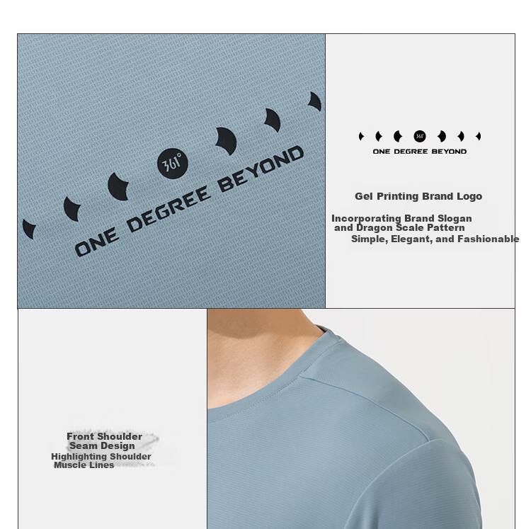 361° Men's Spring Summer Sports Quick-Dry T-Shirt Fitness Casual Short Sleeve Top Base Layer 652624122-1 9