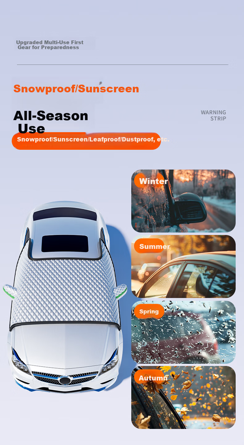 HELLOLEIBOO Car Windshield Snow Cover, Glass Shield, Winter Car Cover, Half Cover, Anti-Frost, Anti-Freezing Windshield Cover 10