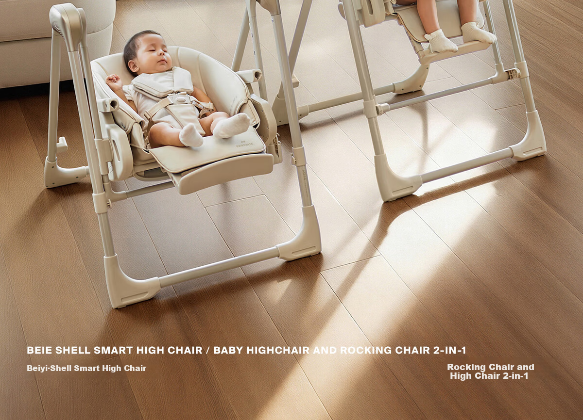 Beiyi 2-in-1 Baby High Chair and Rocker Khaki 4