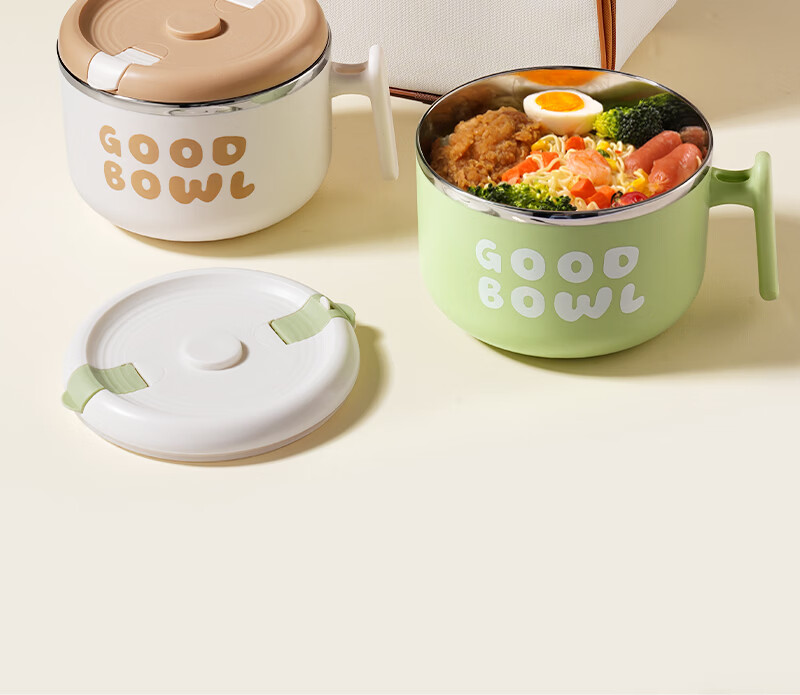 Ymer Large Capacity Stainless Steel Instant Noodle Bowl with Lid and Drainage for Dormitory Students and Office Workers 23