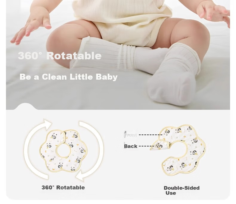 Niduoxiong Newborn Baby Waterproof Bib A-Class Petal Feeding Bib Pure Cotton Gauze Baby Eating Bib 14