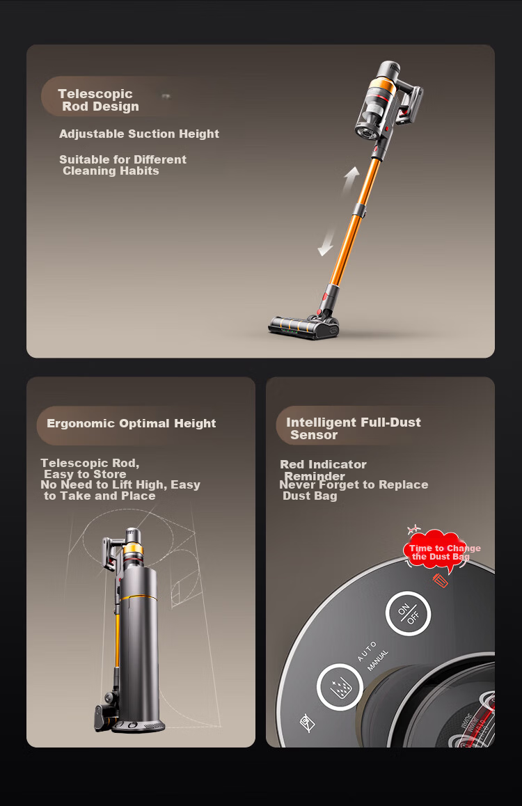Puppy S005 Ultra Self-Dust Collection Cordless Handheld Vacuum Cleaner High Suction Power for Home【10S Quick Dust Collection 100 Days No Dust Emptying】Suitable for Pet Hair and Mattress Mite Removal 10
