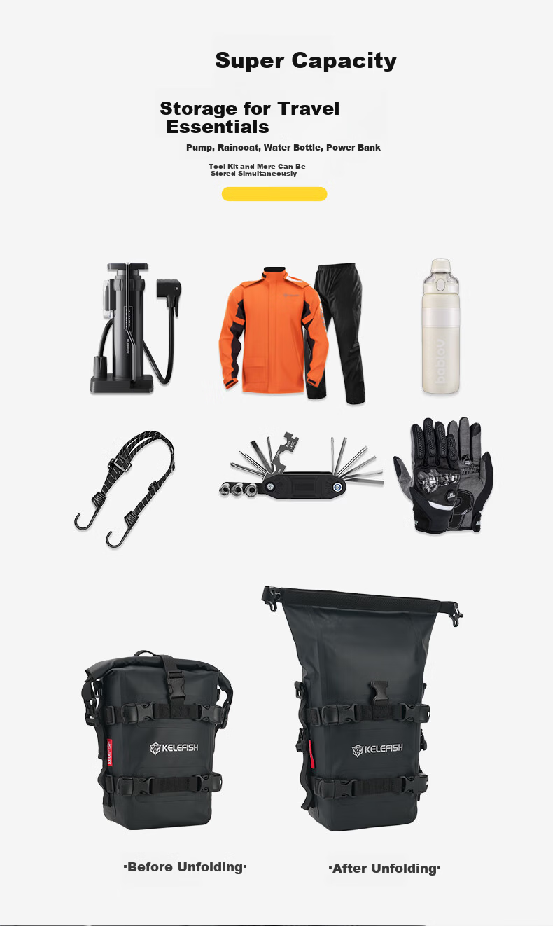 KELEFISH Motorcycle Guardrail Edge Protective Reflective Side Bag Waterproof Travel Hanging Bag Warrior Model 8-10*1 6