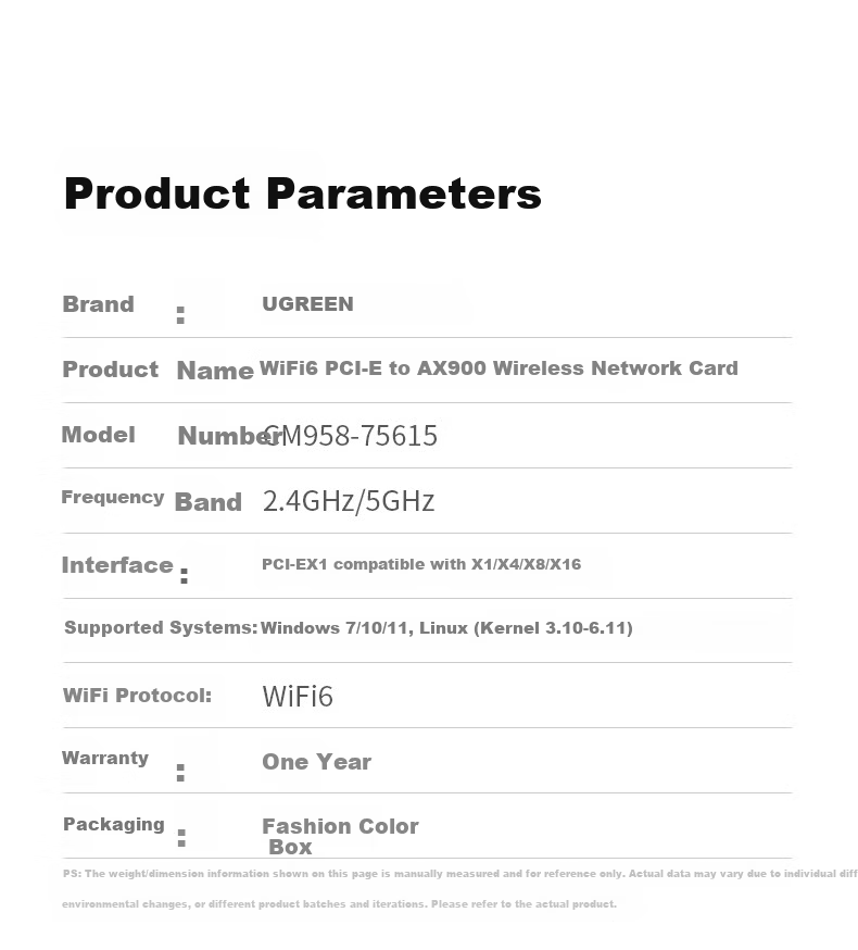 UGREEN PCIe WiFi6 Wireless Network Card Bluetooth 5.4 Dual-Band 5G AX900 Internal Card Bluetooth 2-in-1 Motherboard WiFi Module for Desktop PC 29