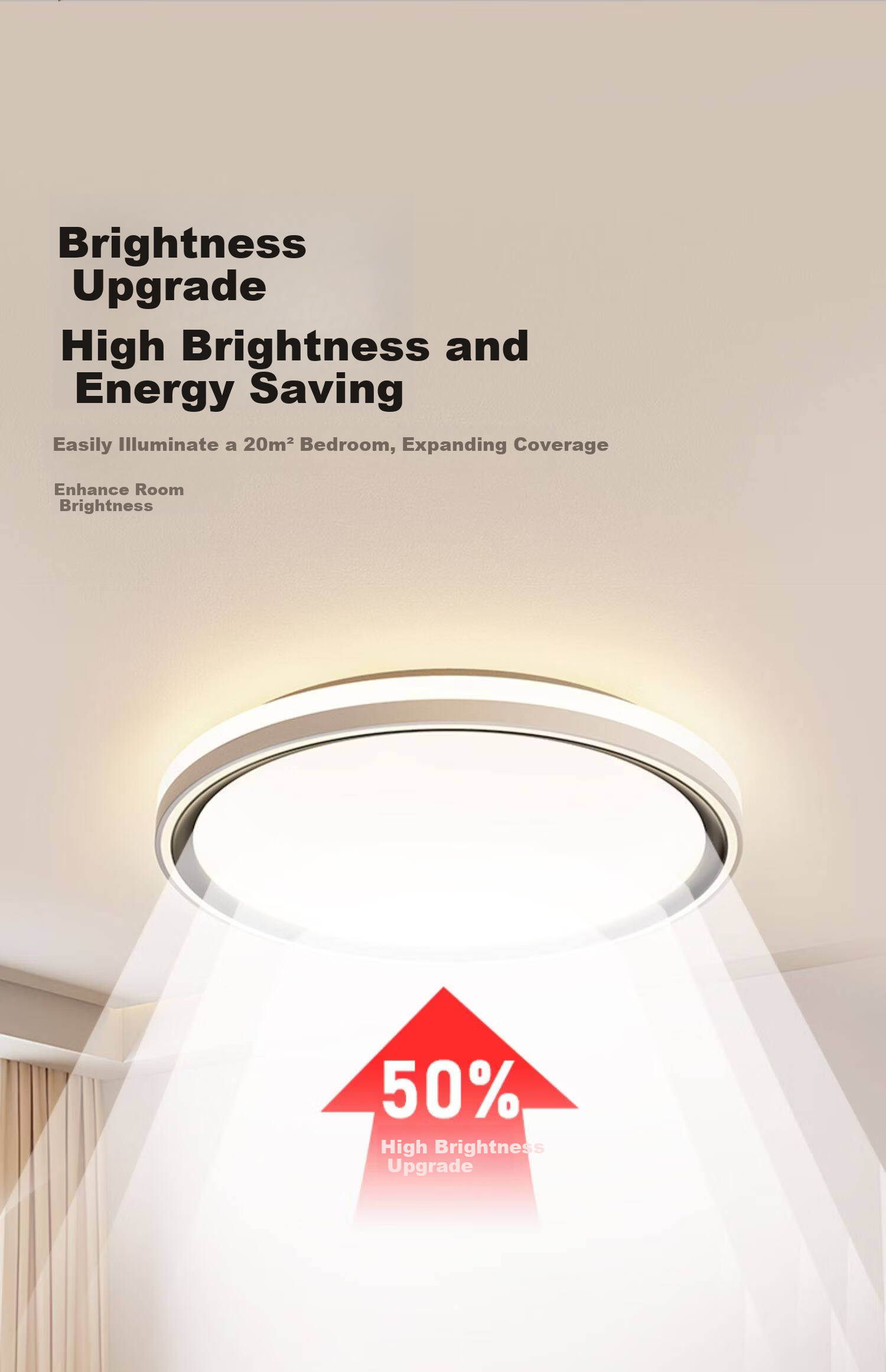 Laberta Full Spectrum Ceiling Light Bedroom Simple Modern Eye Protection Anti-Glare Children's Room Lighting Remote Control Stepless Dimming - 80W 7