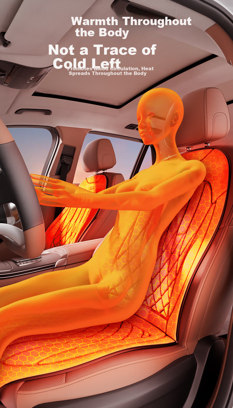 HELLOLEIBOO Car Heated Seat Cushion Winter Vehicle Graphene Electric Heating Pad Plush Seat Cover 12V 24V Universal 22