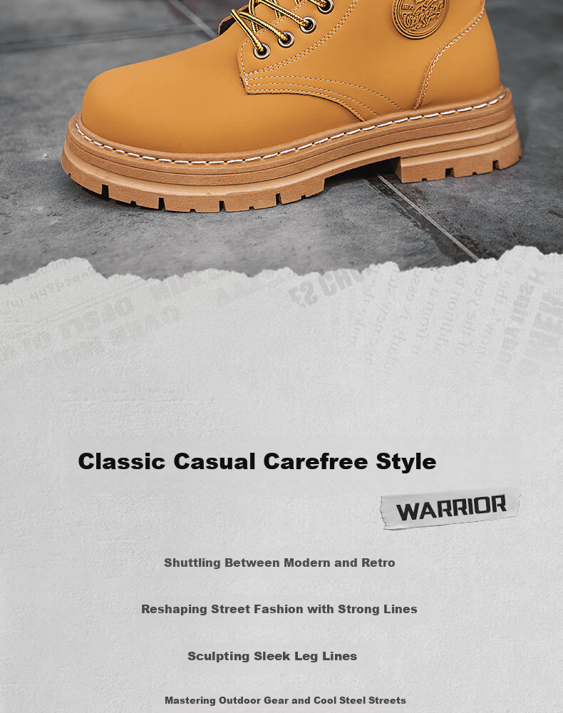 Warrior Official Men's Martin Boots 2026 Spring Summer High-top Fleece-lined Warm Boots Men Camel (Fleece-lined) Size 42 2