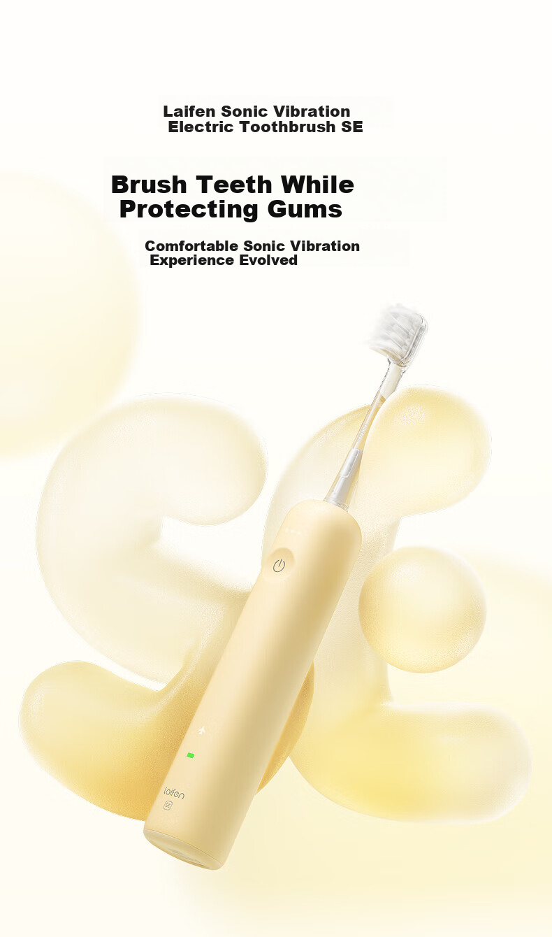Laifen First Generation Sonic Electric Toothbrush SE Sensitive Brush Laifen Comfortable Cleaning Adult Toothbrush Yellow Couple Birthday Gift for Him/Her 1