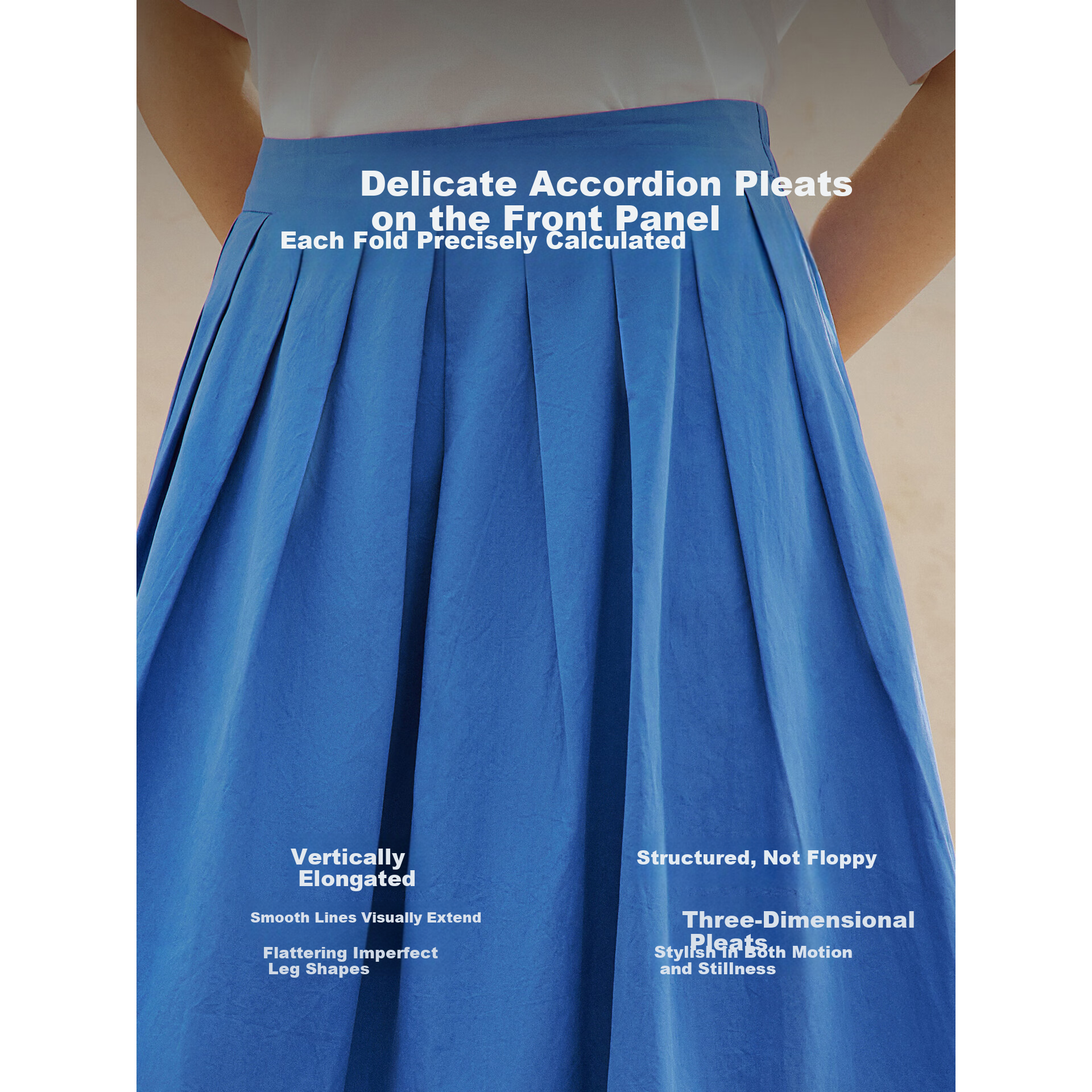 INMAN Elastic Back Waist Accordion Pleated Long Skirt Summer 2026 New Women's Skirt Apple Green S
