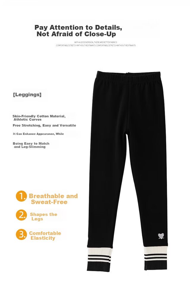 XUEXIMAN Kids Cotton Ribbed Thermal Leggings for Girls Autumn Winter Thin Casual Warm Pants for Older Children 5