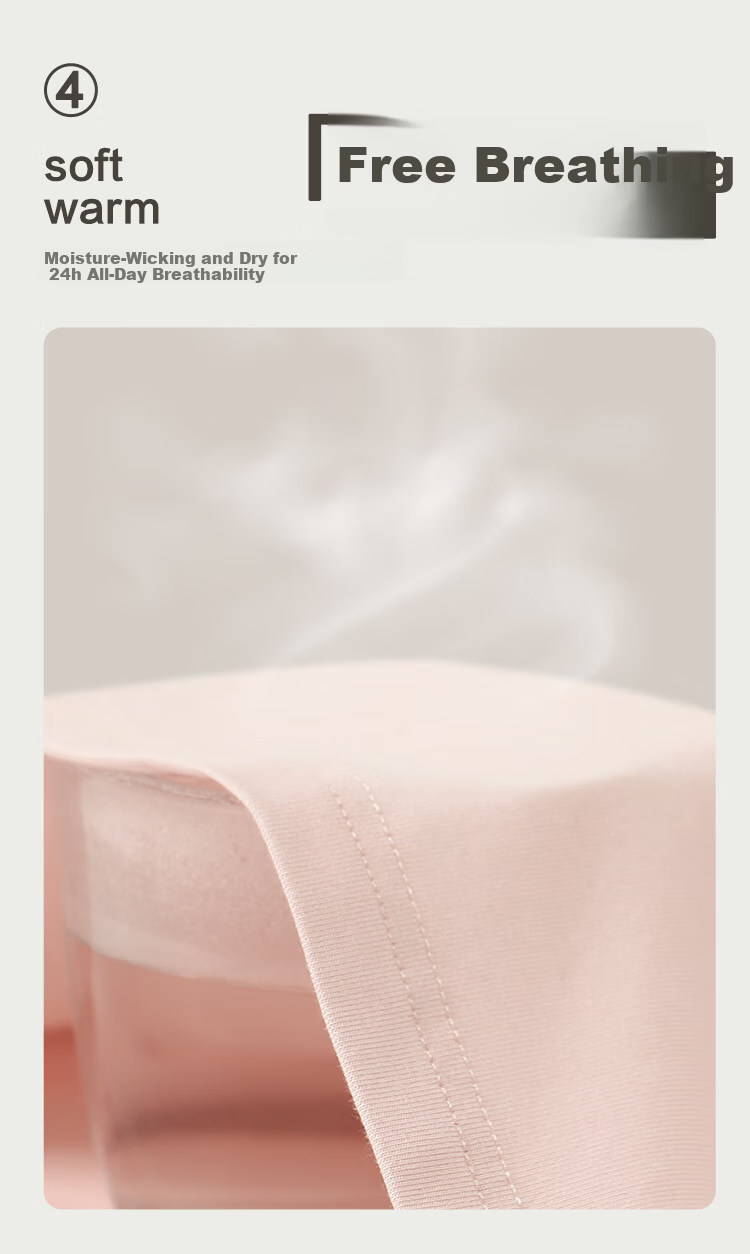 Hodo Women's Autumn Underwear Set, Modal Cotton, Size 40S, High Elasticity Cloud-Feel Base Layer, Smoke Pink, 175/100 3