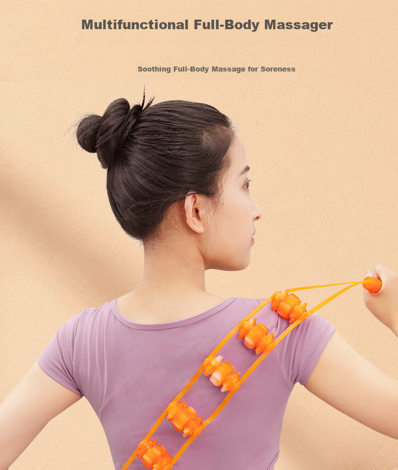 361° Back Strap Massager Shoulder Neck Spine Meridian Clearing Bead Roller Back Roller Self-Massage Device 2