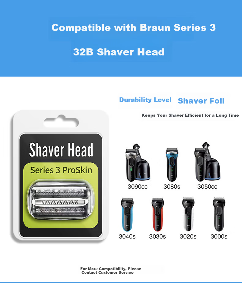 Donailun Replacement Foil and Cutter Combo for Braun Series 3 Shaver Heads S3 32B/3000S/3010S/3040S/3020S Blades 1
